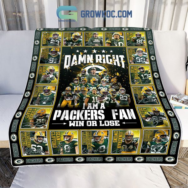 Green Bay Packers I Am Packers Fan Win Or Lose Fleece Blanket Quilt