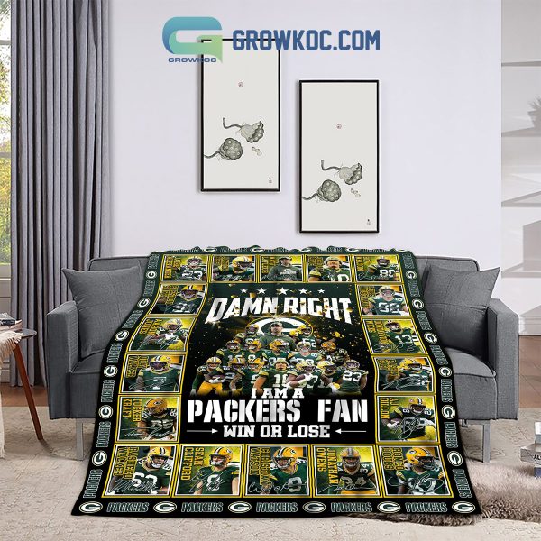 Green Bay Packers I Am Packers Fan Win Or Lose Fleece Blanket Quilt