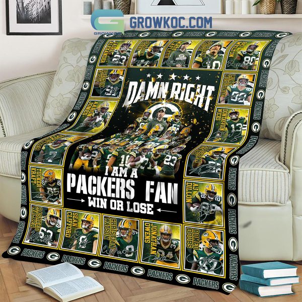 Green Bay Packers I Am Packers Fan Win Or Lose Fleece Blanket Quilt