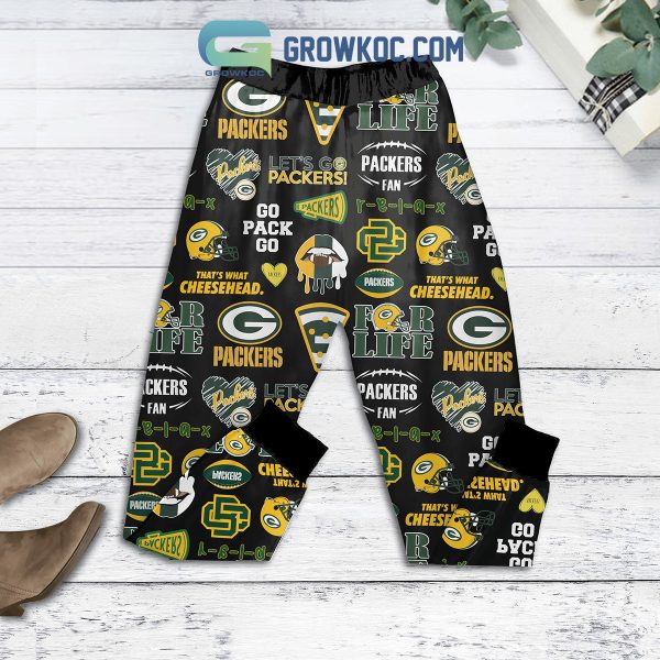 Green Bay Packers Run On Coffee Black Design Fleece Pajamas Set