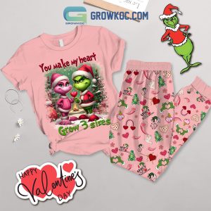Grinch Make My Heart Grow Fleece Pajamas Set