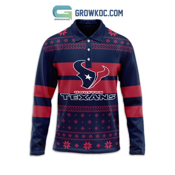 Houston Texans Winter Coming Personalized Long Sleeve Polo Shirt