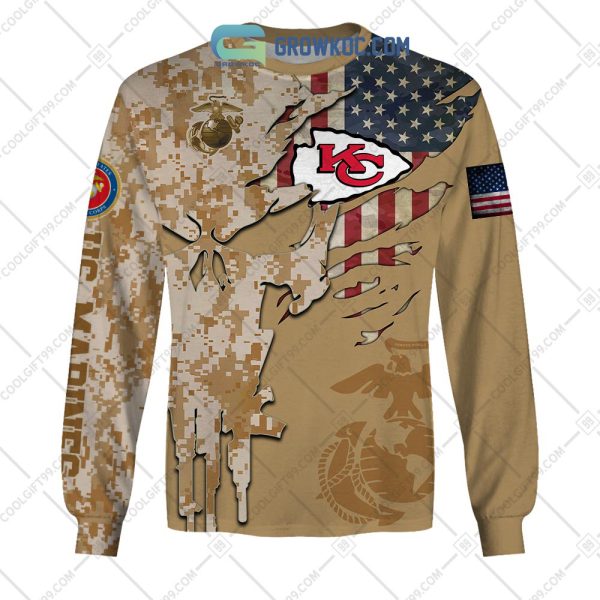 Kansas City Chiefs Marine Camo Veteran Personalized Hoodie Shirts