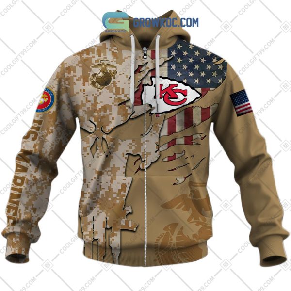 Kansas City Chiefs Marine Camo Veteran Personalized Hoodie Shirts