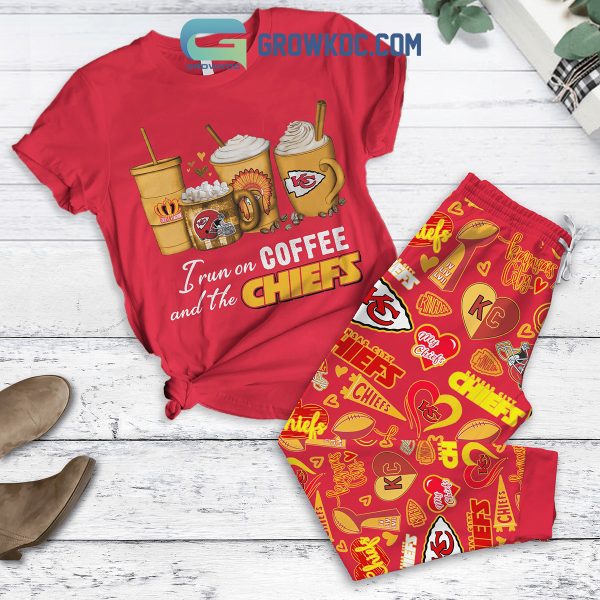Kansas City Chiefs Run On Coffee Fan Fleece Pajamas Set Red
