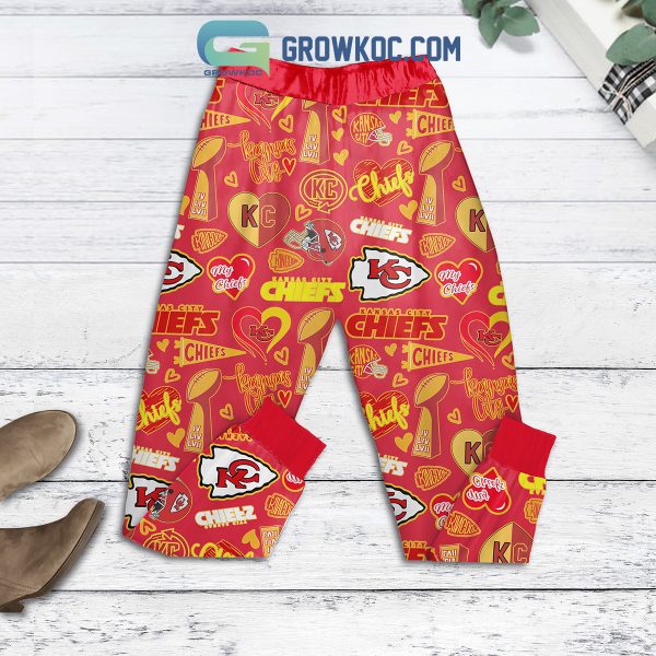 Kansas City Chiefs Run On Coffee Fan Fleece Pajamas Set Red
