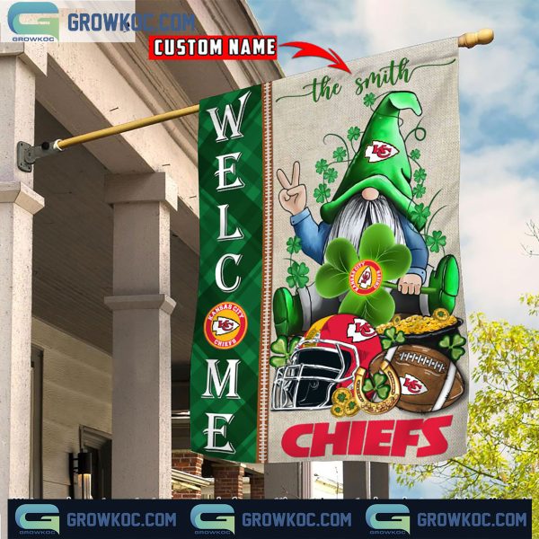 Kansas City Chiefs St. Patrick’s Day Shamrock Personalized Garden Flag