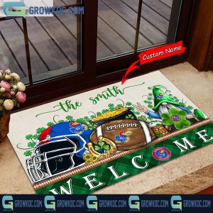 Kansas Jayhawks St. Patrick’s Day Shamrock Personalized Doormat