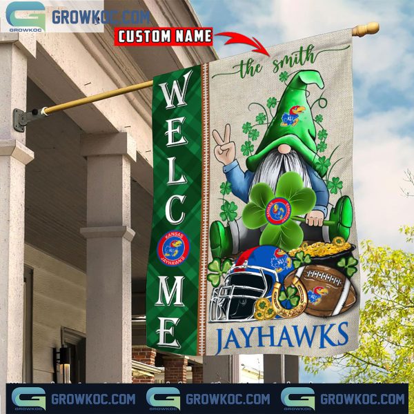 Kansas Jayhawks St. Patrick’s Day Shamrock Personalized Garden Flag