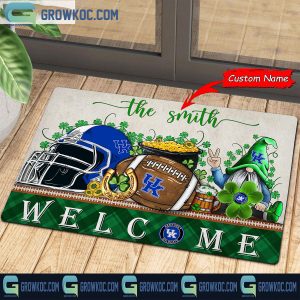 Kentucky Wildcats Welcome St Patrick’s Day Shamrock Personalized Doormat