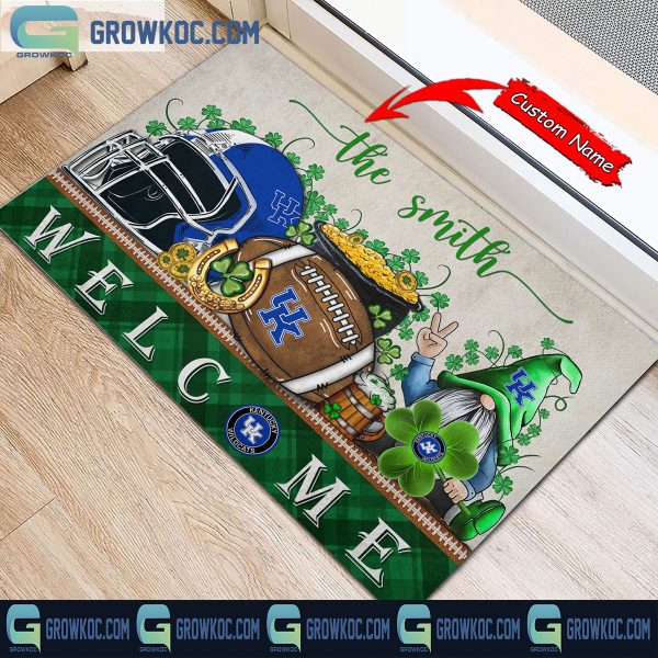Kentucky Wildcats Welcome St Patrick’s Day Shamrock Personalized Doormat