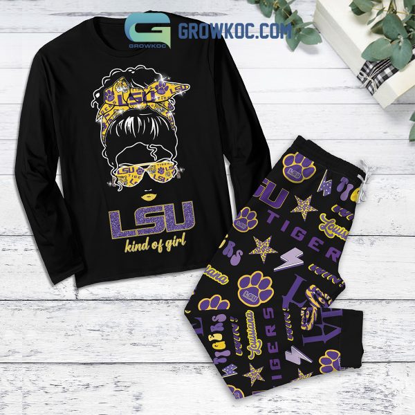 LSU Tigers Kind Of Girl Fleece Pajamas Set Long sleeve