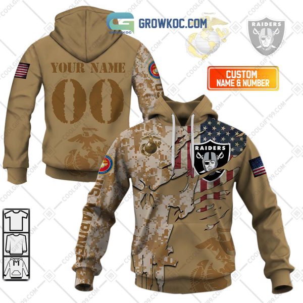 Las Vegas Raiders Marine Camo Veteran Personalized Hoodie Shirts