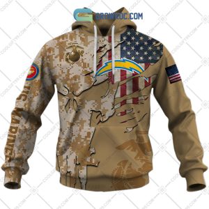 Los Angeles Chargers Marine Camo Veteran Personalized Hoodie Shirts