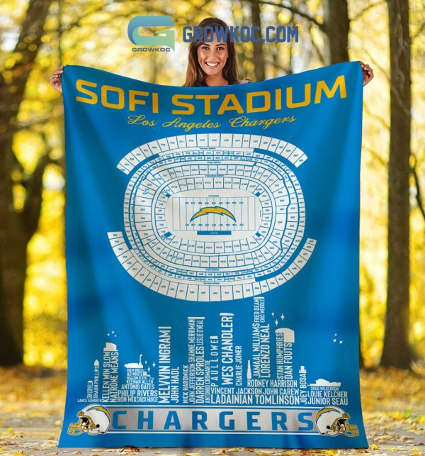 Los Angeles Chargers SoFi Stadium Legends Fleece Blanket Quilt