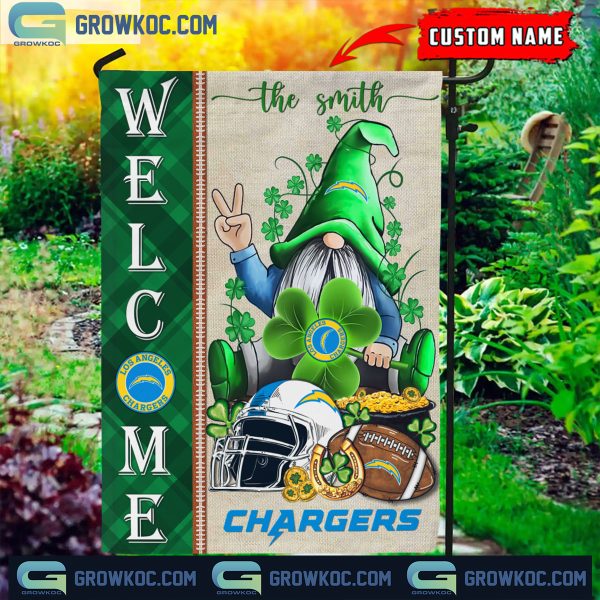 Los Angeles Chargers St. Patrick’s Day Shamrock Personalized Garden Flag