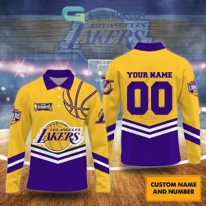 Los Angeles Lakers Personalized Long Sleeve Polo Shirt