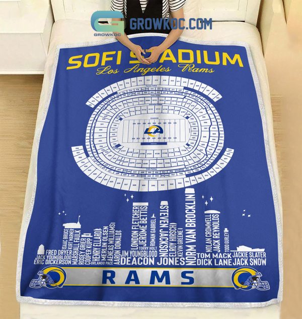 Los Angeles Rams SoFi Stadium Legends Fleece Blanket Quilt