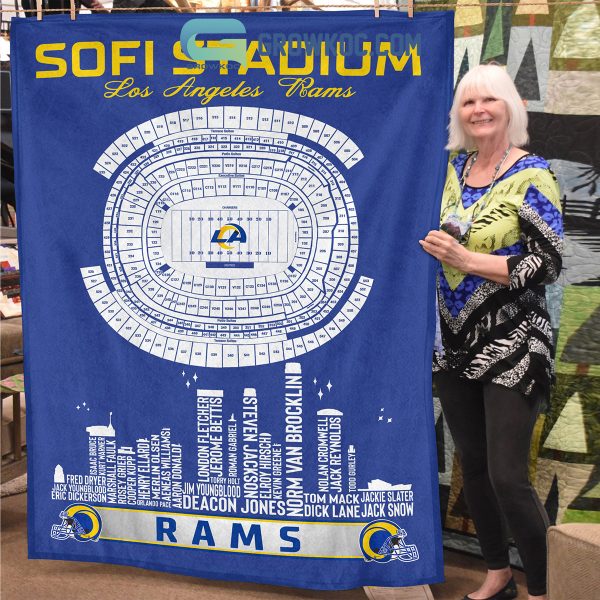 Los Angeles Rams SoFi Stadium Legends Fleece Blanket Quilt