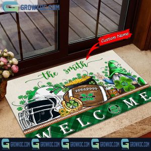 Marshall Thundering Herd St. Patrick’s Day Shamrock Personalized Doormat