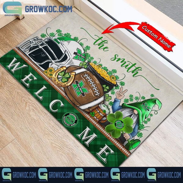 Marshall Thundering Herd St. Patrick’s Day Shamrock Personalized Doormat