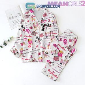 Mean Girls Wednesdays We Wear Pink Burn Book Pajamas Set - Growkoc