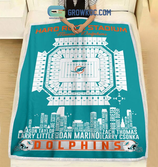 Miami Dolphins Hard Rock Stadium Legends Fleece Blanket Quilt