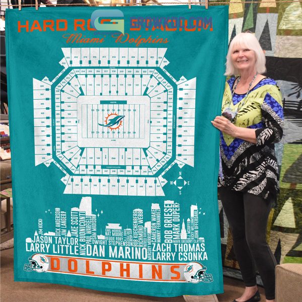 Miami Dolphins Hard Rock Stadium Legends Fleece Blanket Quilt