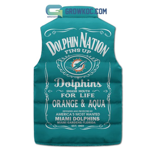 Miami Dolphins Nation Fins Up Sleeveless Puffer Jacket