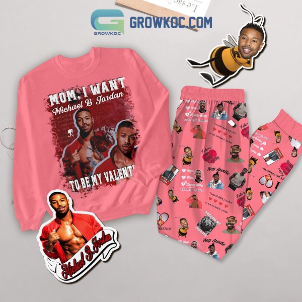 Michael B. Jordan My Valentine Fleece Pajamas Set Long Sleeve