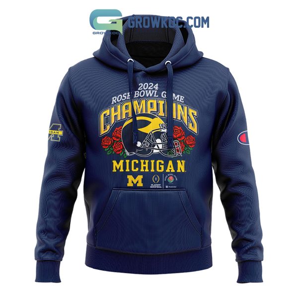 Michigan Wolverines 2024 Rose Bowl Game Champions Hoodie Shirts Navy