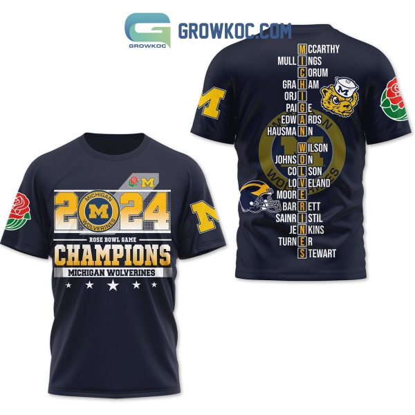 Michigan Wolverines 2024 Rose Bowl Game Champions Hoodie T Shirt