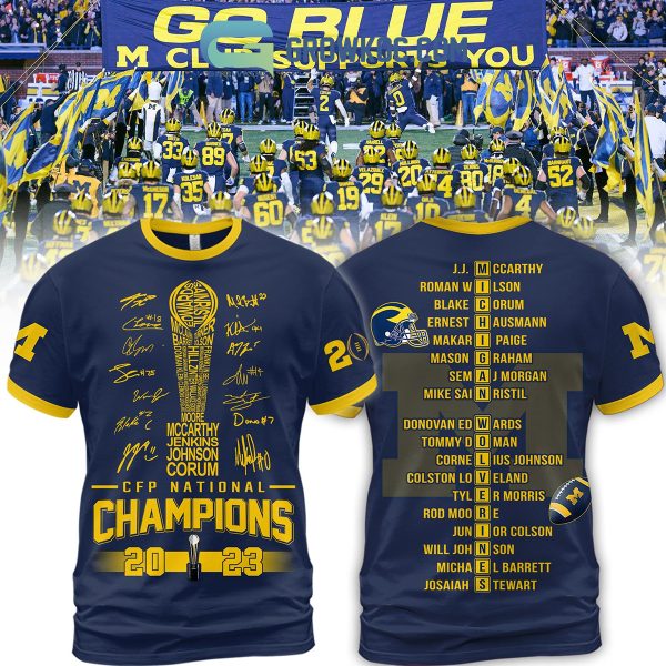 Michigan Wolverines CFP National Champions 2023 Navy Hoodie Shirts