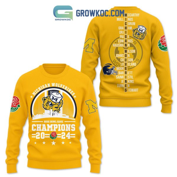 Michigan Wolverines Champions 2024 Rose Bowl Game Hoodie T Shirt