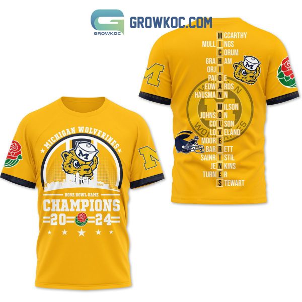 Michigan Wolverines Champions 2024 Rose Bowl Game Hoodie T Shirt