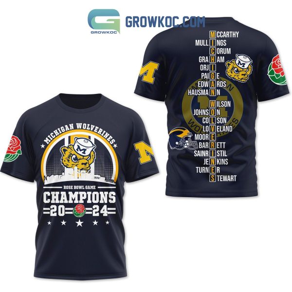 Michigan Wolverines Champions 2024 Rose Bowl Game Hoodie T Shirt