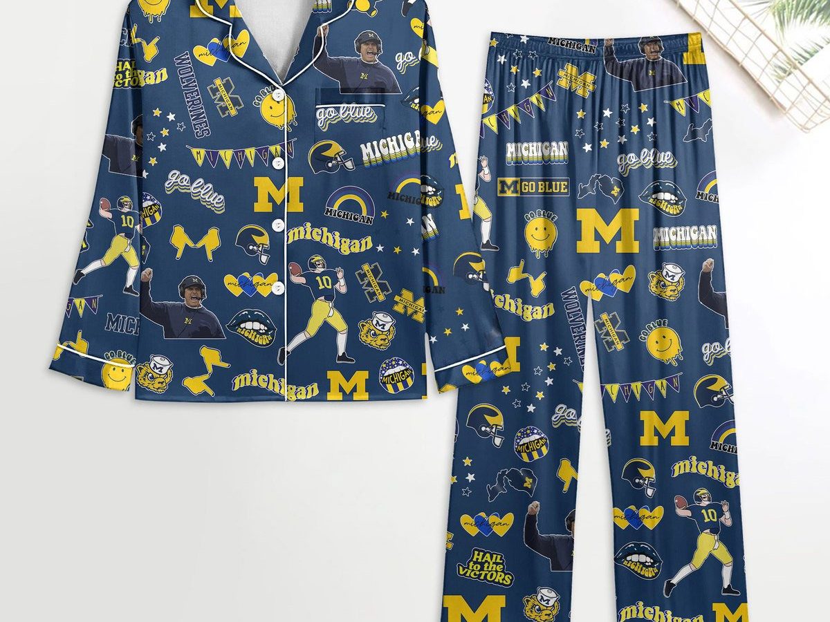 Michigan Wolverines Go Blue Polyester Pajamas Set Growkoc