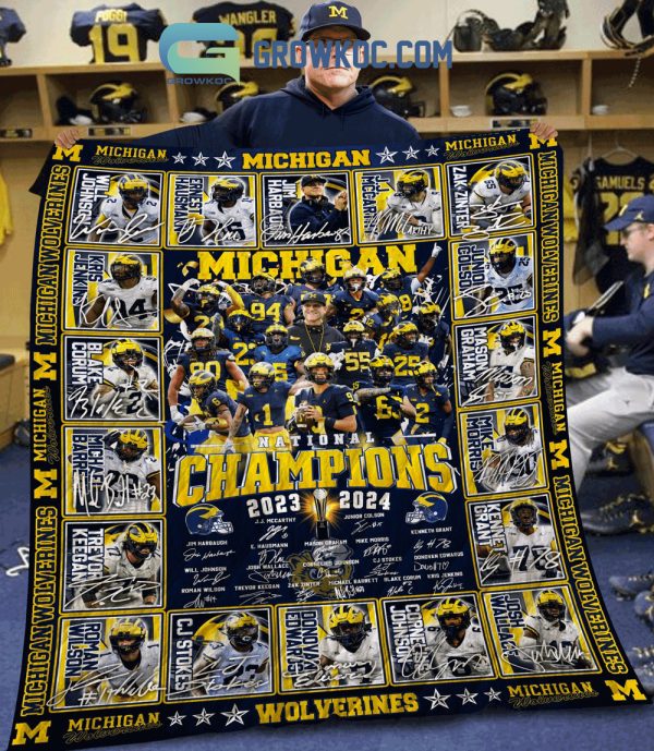 Michigan Wolverines National Champions 2023 2024 Fleece Blanket Quilt