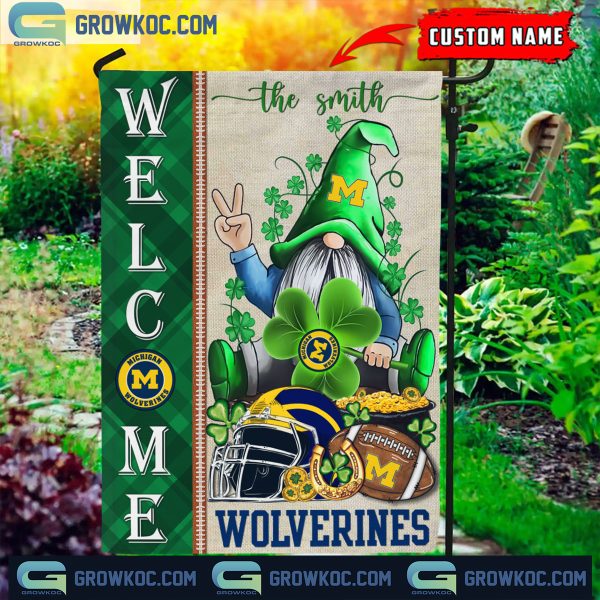 Michigan Wolverines St. Patrick’s Day Shamrock Personalized Garden Flag