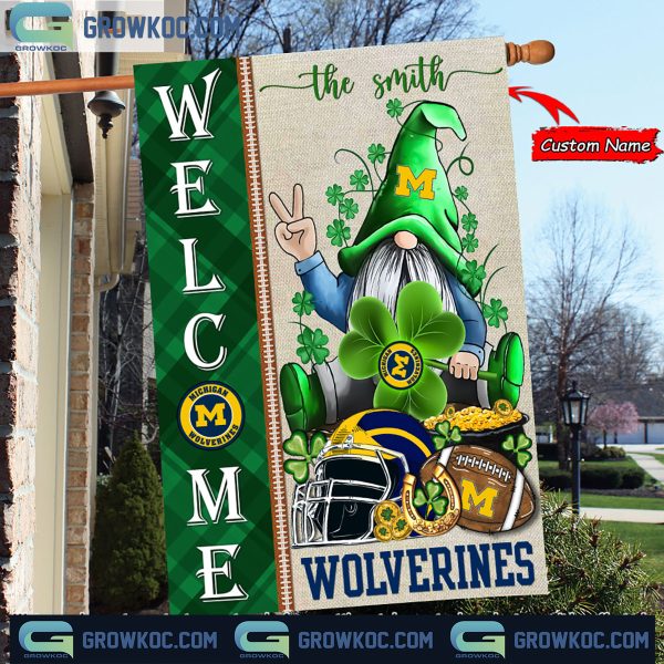 Michigan Wolverines St. Patrick’s Day Shamrock Personalized Garden Flag