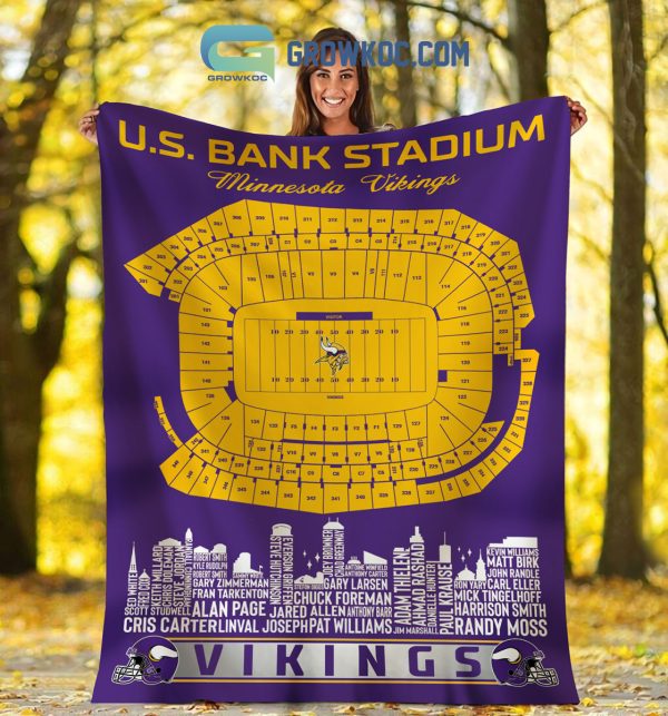 Minnesota Vikings U.S. Bank Stadium Legends Fleece Blanket Quilt