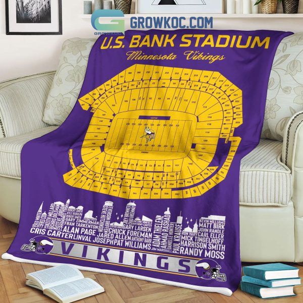 Minnesota Vikings U.S. Bank Stadium Legends Fleece Blanket Quilt