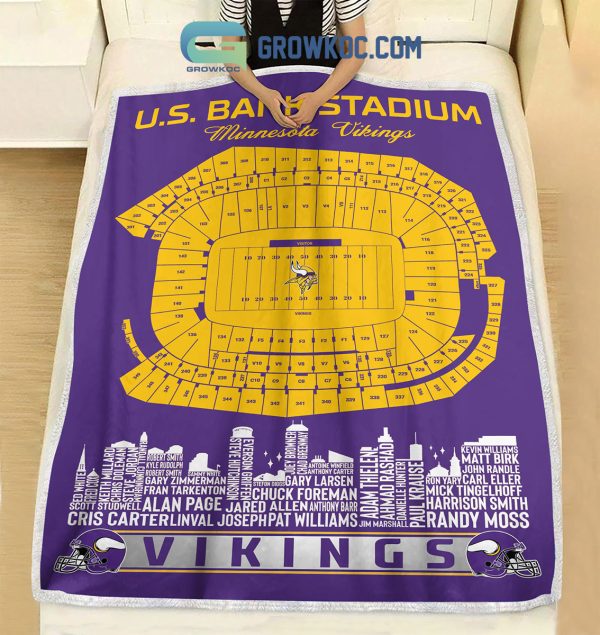 Minnesota Vikings U.S. Bank Stadium Legends Fleece Blanket Quilt