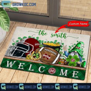 Mississippi State Bulldogs Welcome St Patrick’s Day Shamrock Personalized Doormat