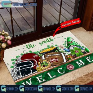 Mississippi State Bulldogs Welcome St Patrick’s Day Shamrock Personalized Doormat