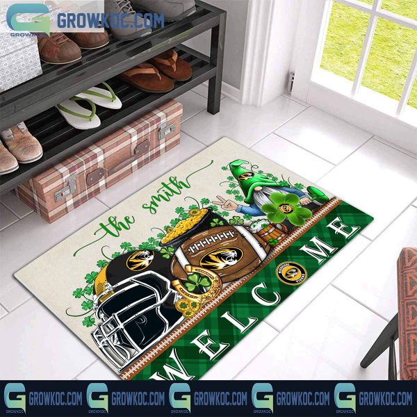 Missouri Tigers St. Patrick’s Day Shamrock Personalized Doormat