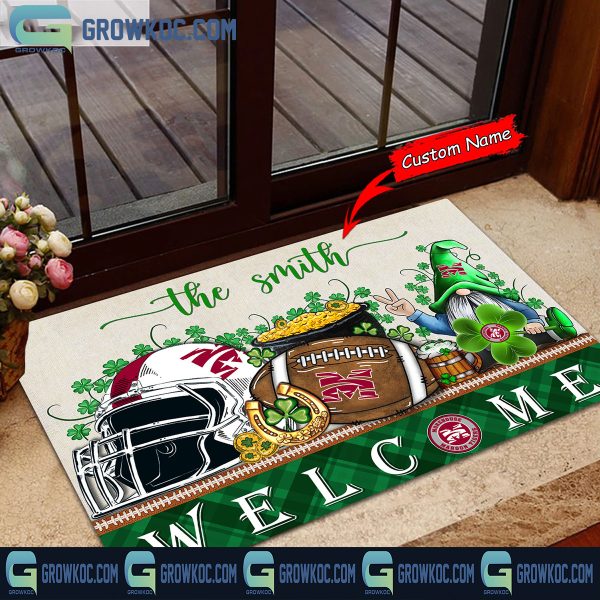 Morehouse Maroon Tigers St. Patrick’s Day Shamrock Personalized Doormat