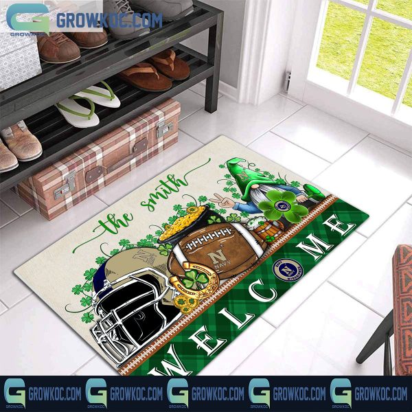 Navy Midshipmen St. Patrick’s Day Shamrock Personalized Doormat