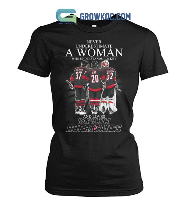 Never Underestimate A Woman Who Understands Hockey And Loves Carolina Hurricanes T Shirt