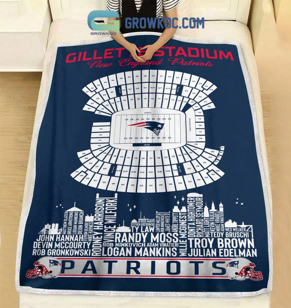 New England Patriots Gillette Stadium Legends Fleece Blanket Quilt